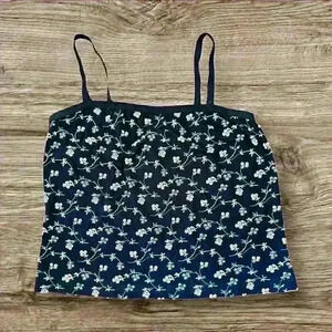 Esprit De Corps Size Large White Flowers Blue‎ Tank